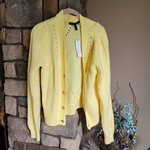 WHBM yellow cardigan, sz L, NWT